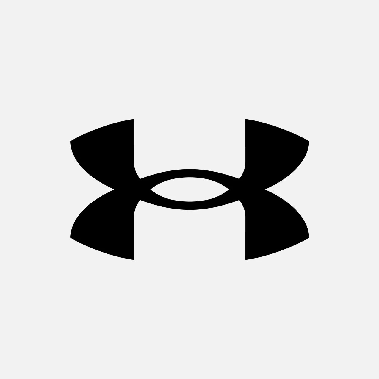 Black Under Armour logo on a white background, minimalist sportswear brand icon for fitness clothing and apparel