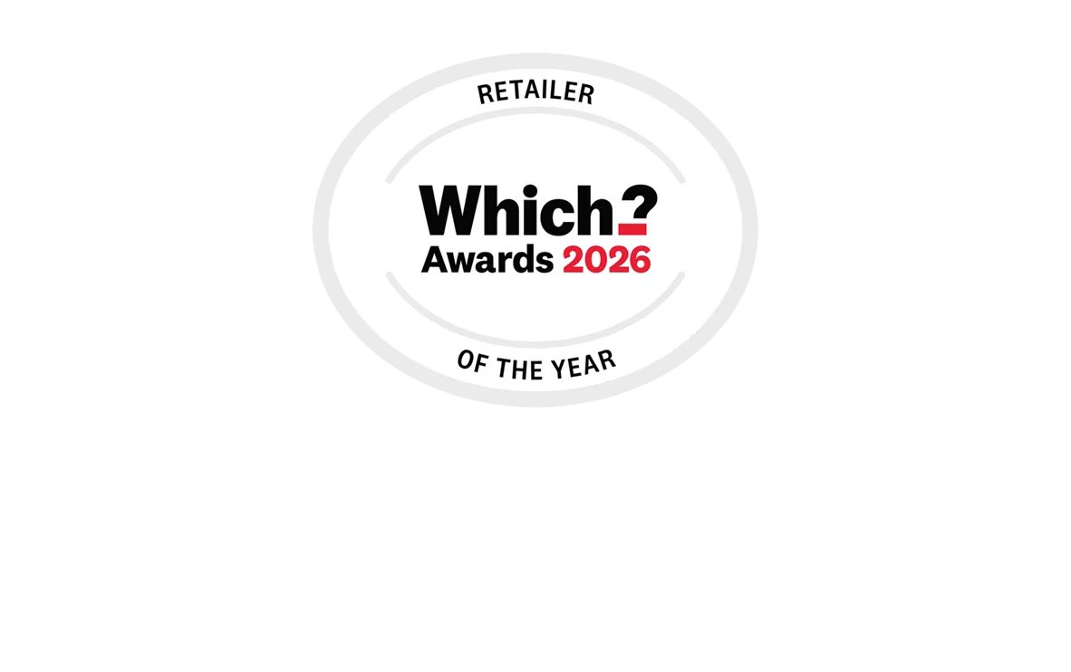 Which? Awards 2026 Retailer of the Year logo badge, featuring bold black text with red 2026 on white background