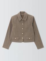 John Lewis Single Breasted Crop Check Jacket, Check