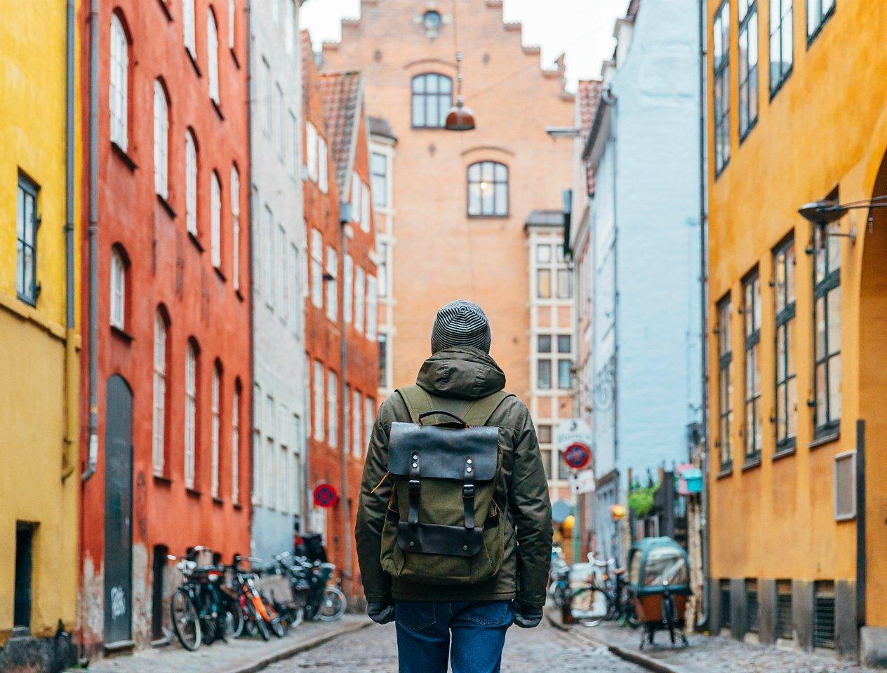 Man on a city break