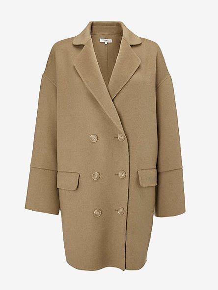 Double-breasted camel coat