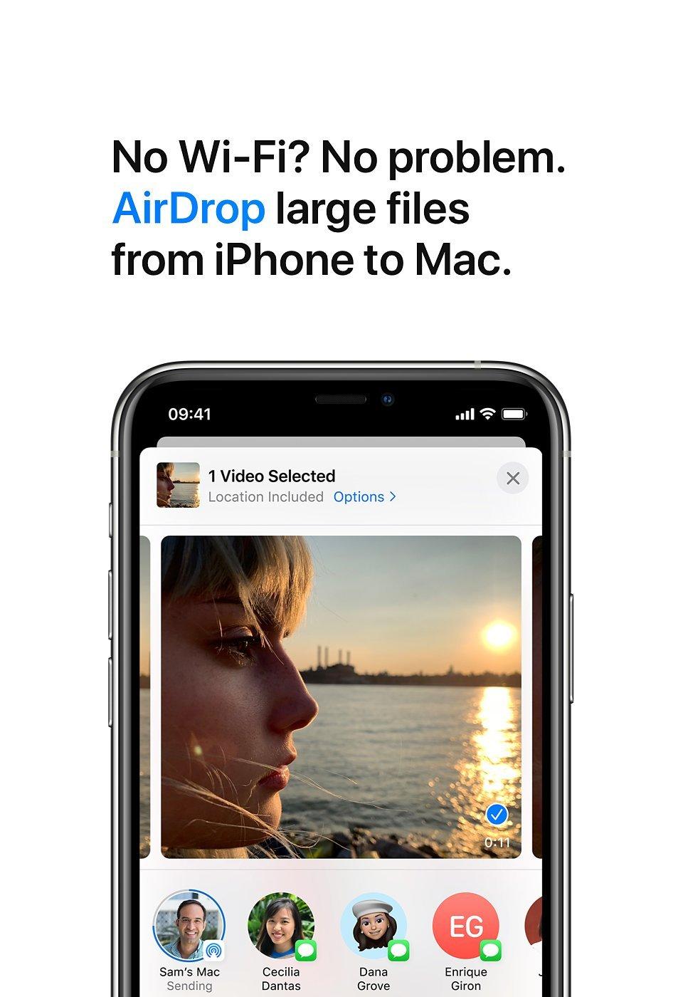 No Wi-Fi? No Problem. AirDrop large files from iPhone to Mac.