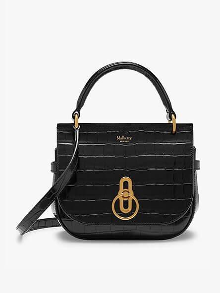 Small Amberley Croc Embossed Leather Chinoiserie Satchel