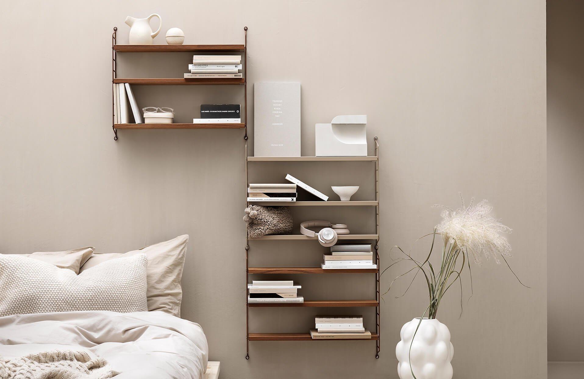 String bedroom shelving