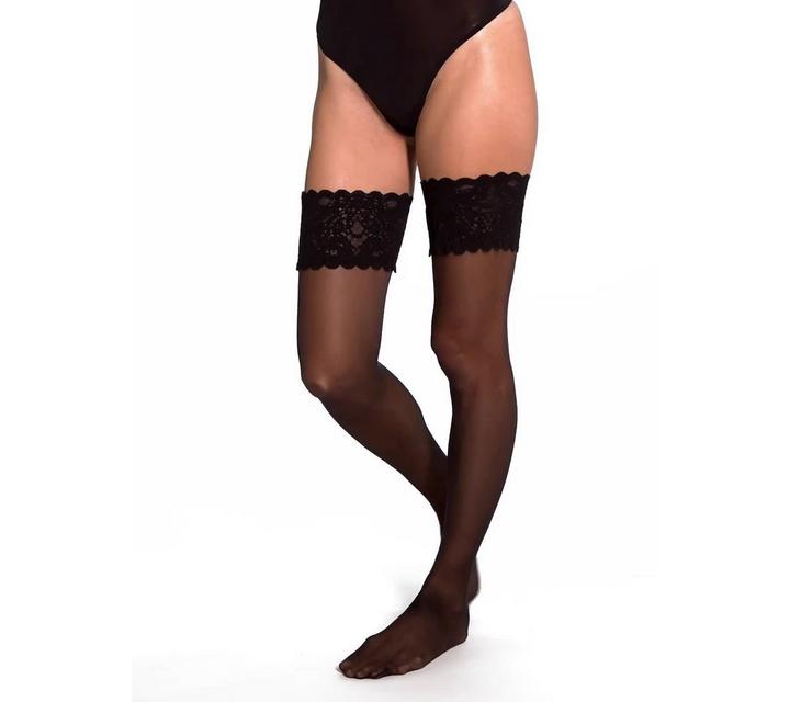 Wolford Satin Touch 20 Denier Stay Ups Nearly Black