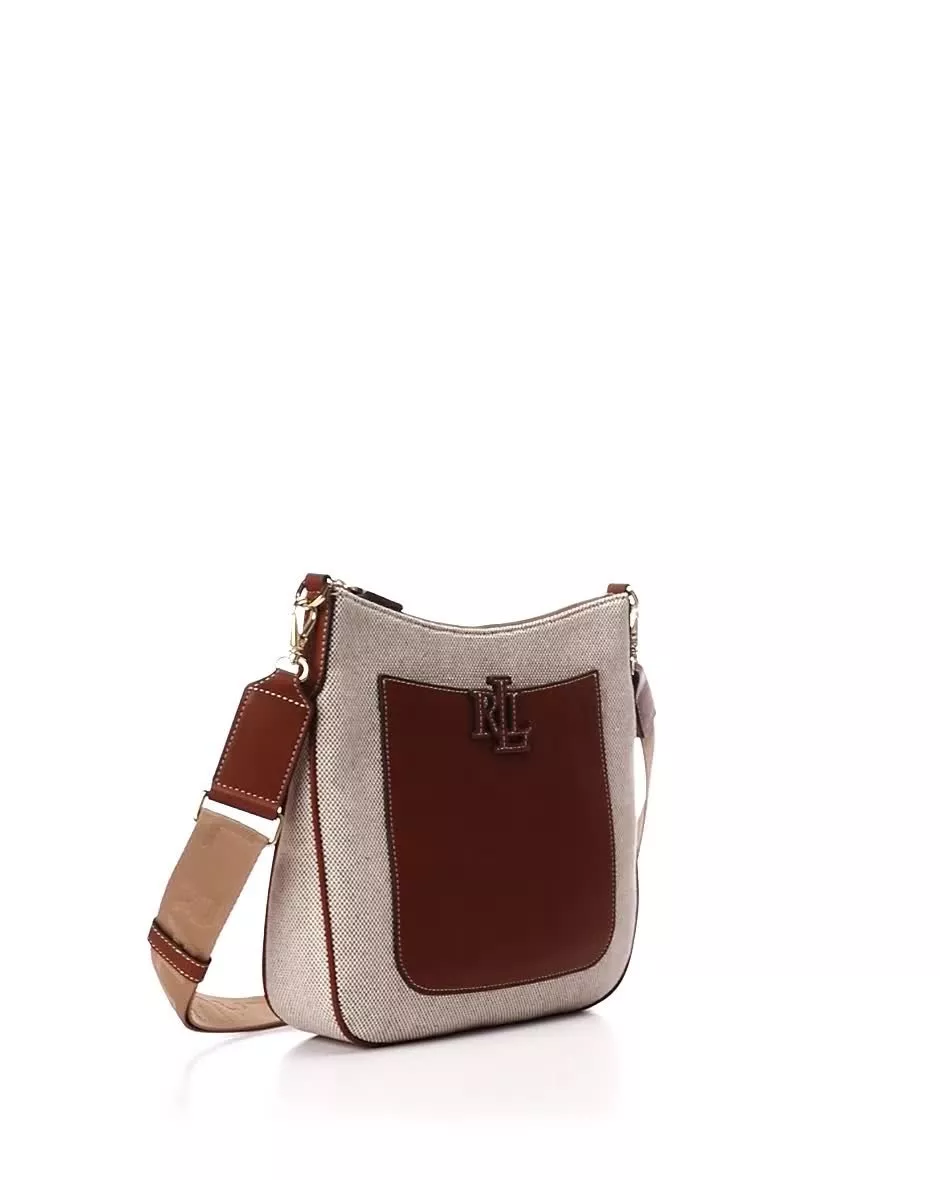 Lauren Ralph Lauren Cameryn Canvas and Leather Crossbody Bag Natural Black
