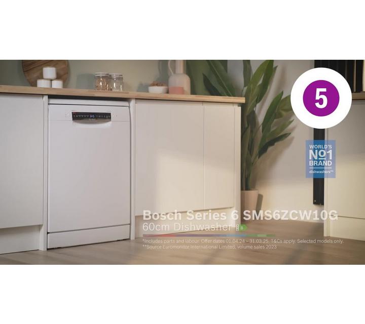 Bosch Series SMS6ZCW10G Freestanding Dishwasher with PerfectDry