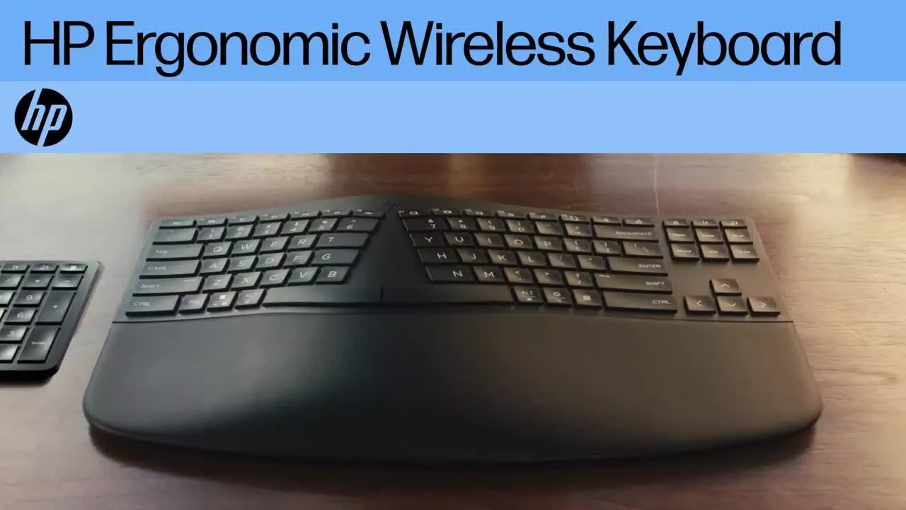 HP 960 Ergonomic Wireless Keyboard, Black