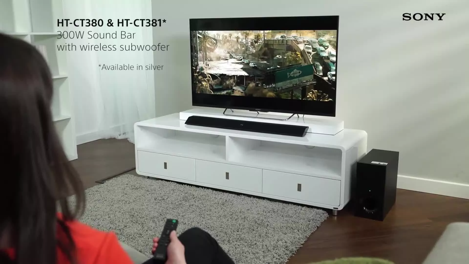 Sony HT-CT380 Bluetooth NFC Sound Bar with Wireless Subwoofer, Black
