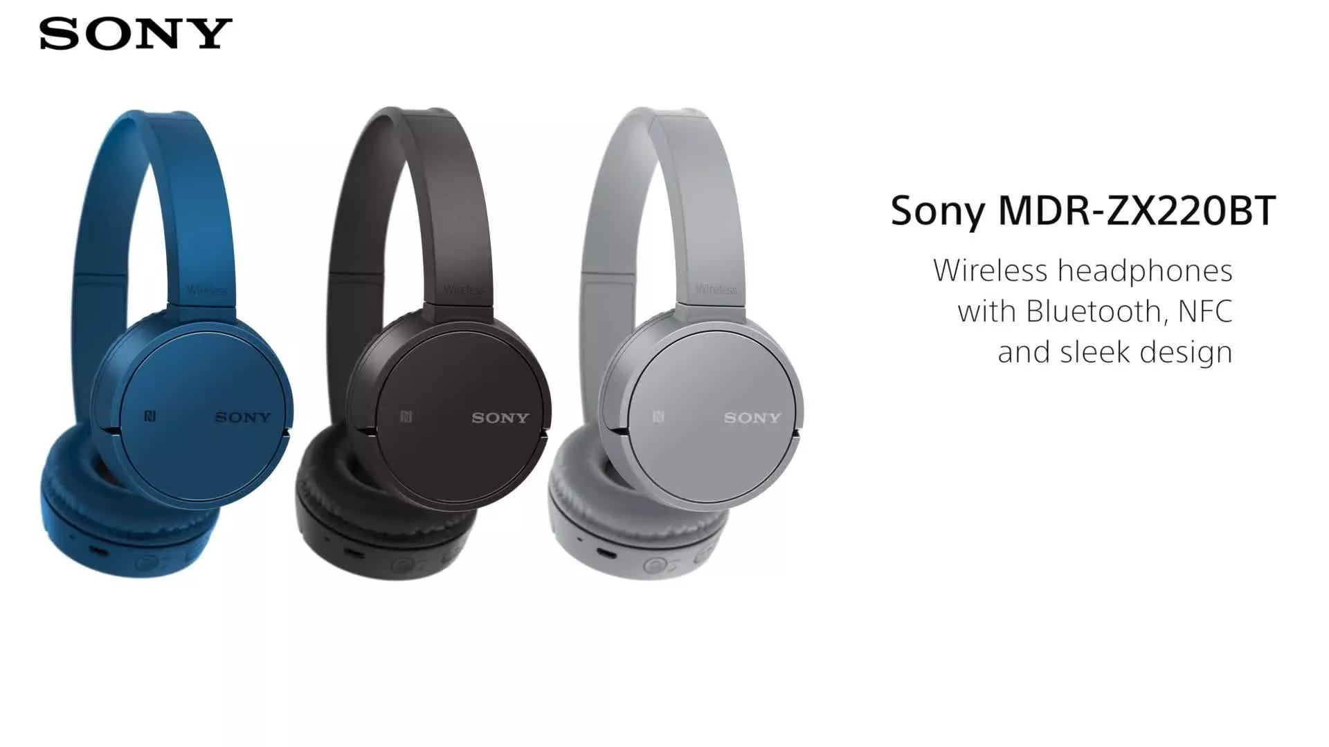Sony MDR-ZX220BT Bluetooth On-Ear Headphones with Mic/Remote
