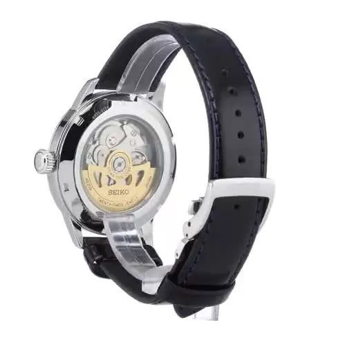 Seiko SRPD37J1 Men s Presage Automatic Date Leather Strap Watch Black Green