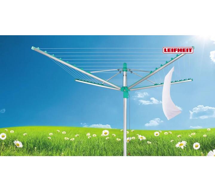 Leifheit Linomatic 400 Easy Open Outdoor Rotary Clothes Airer and Retractable Keep Clean Lines 40m